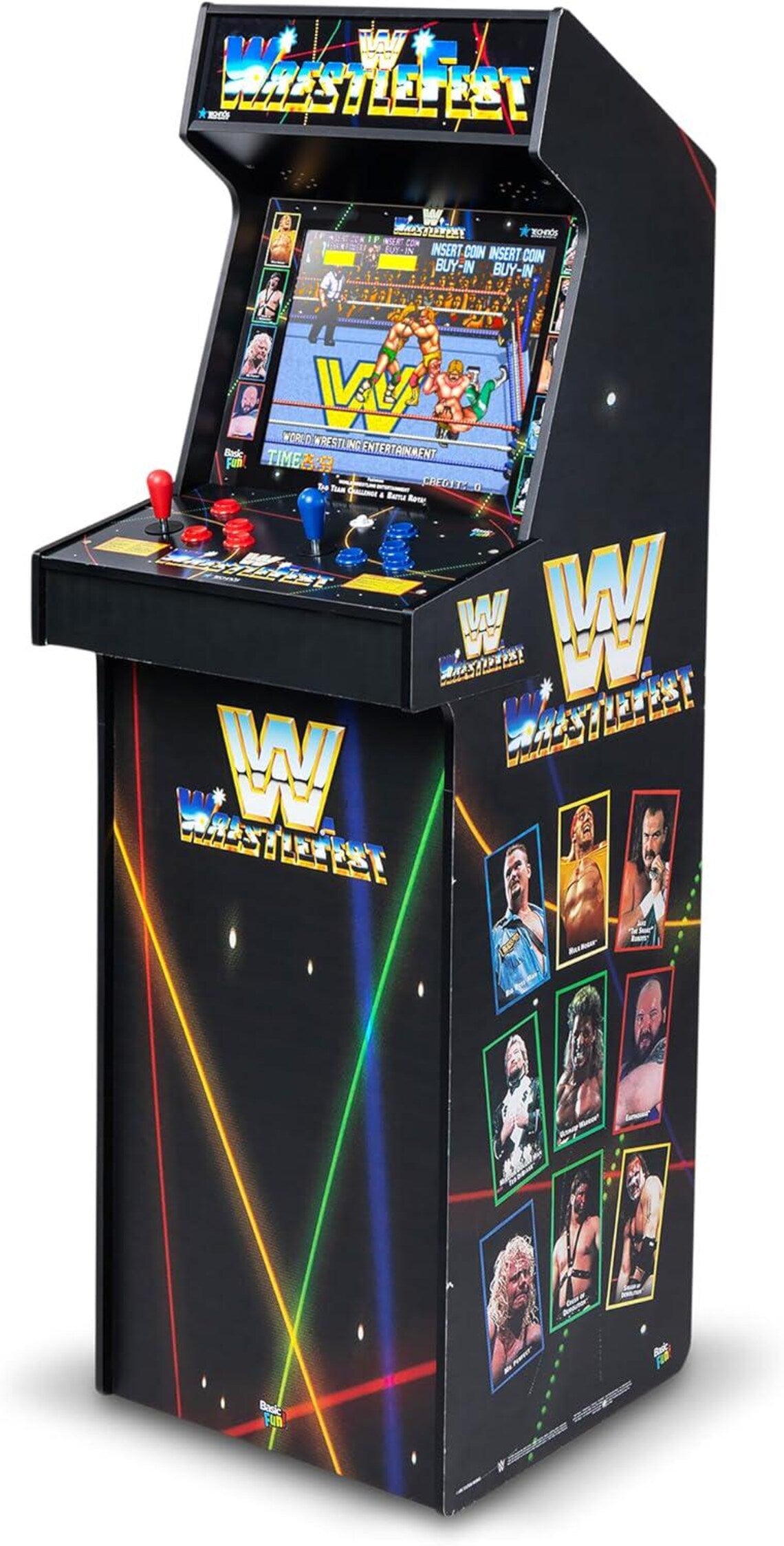 Classic WWE Arcade Cabinet, 5 Built-In Games, 17" LCD Display, Retro Game Room or Basement Decor - NEW