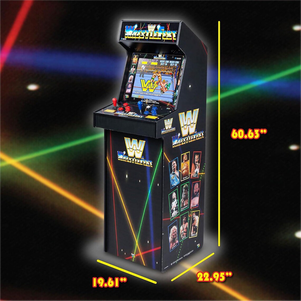 Classic WWE Arcade Cabinet, 5 Built-In Games, 17" LCD Display, Retro Game Room or Basement Decor - NEW