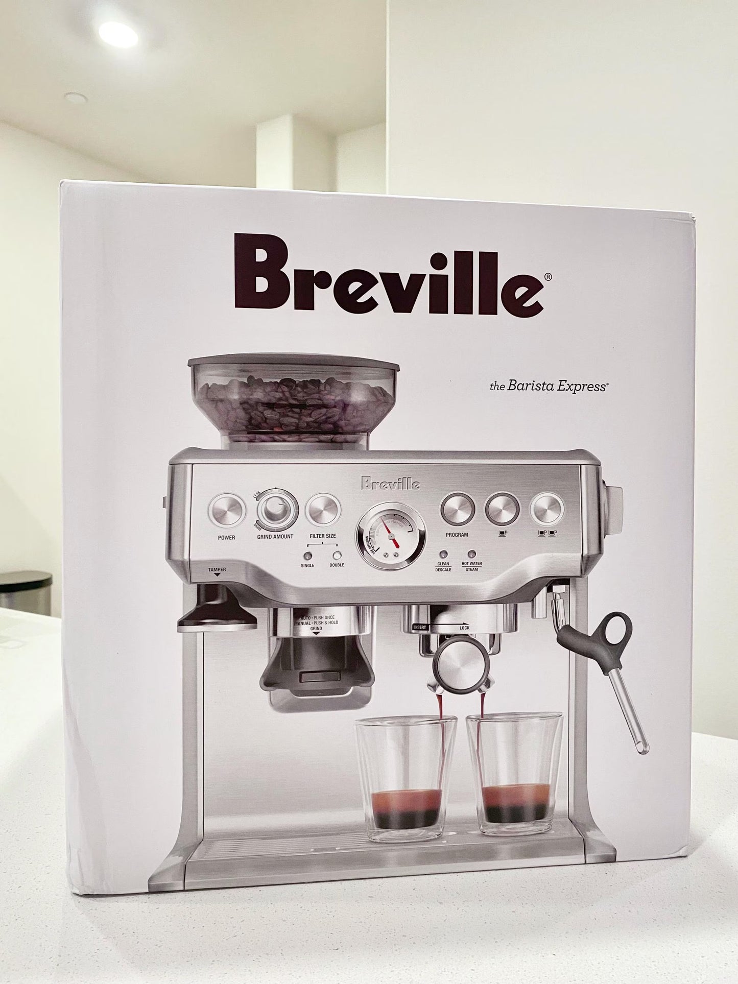 Breville Stainless Steel Barista Express Espresso Machine Light Silver BES870XL: 15 Bars Pressure, Milk Frother, Grinder-1