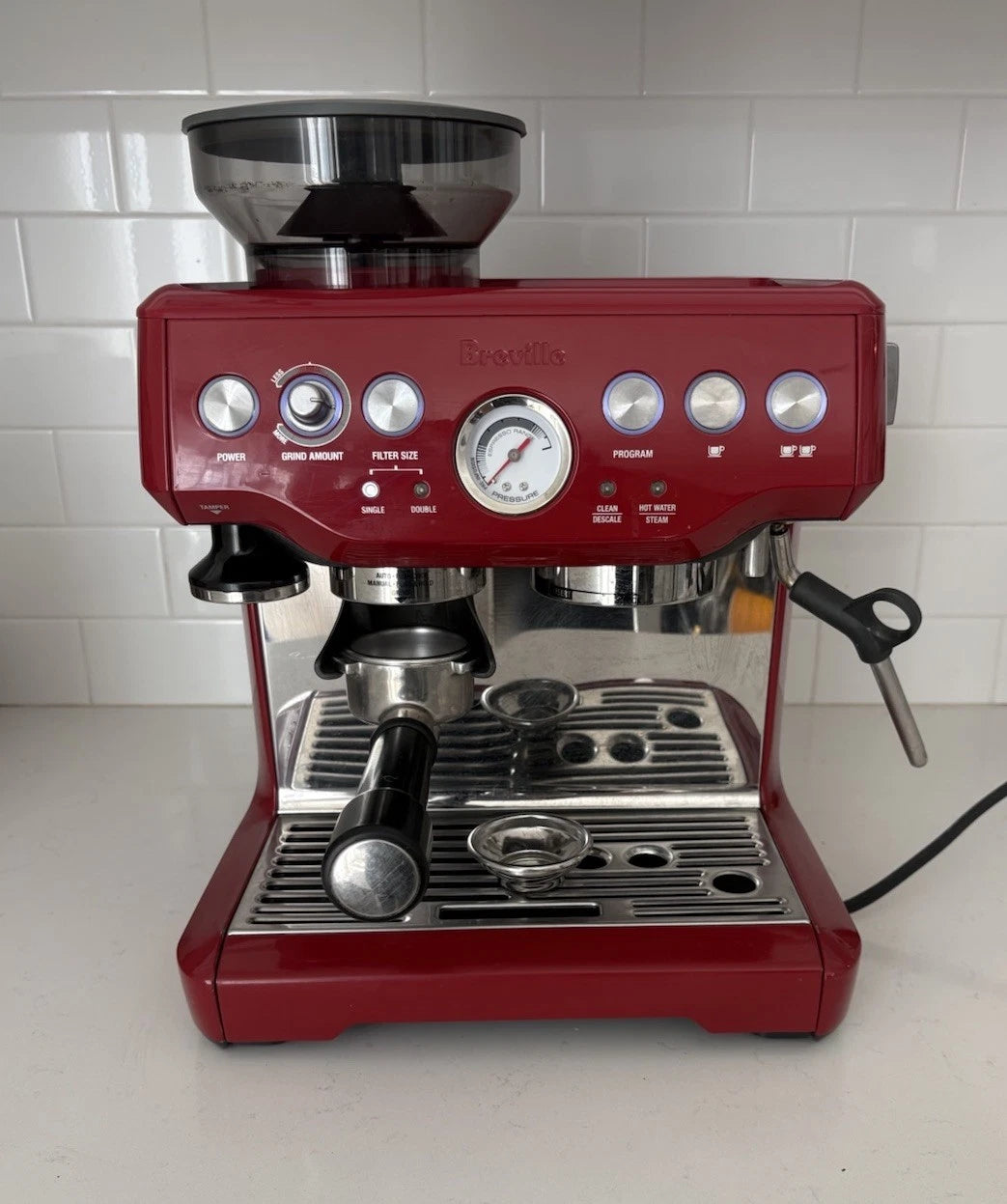 Rare Breville Barista Express BES870CXL Espresso Machine, Red Brushed Steel