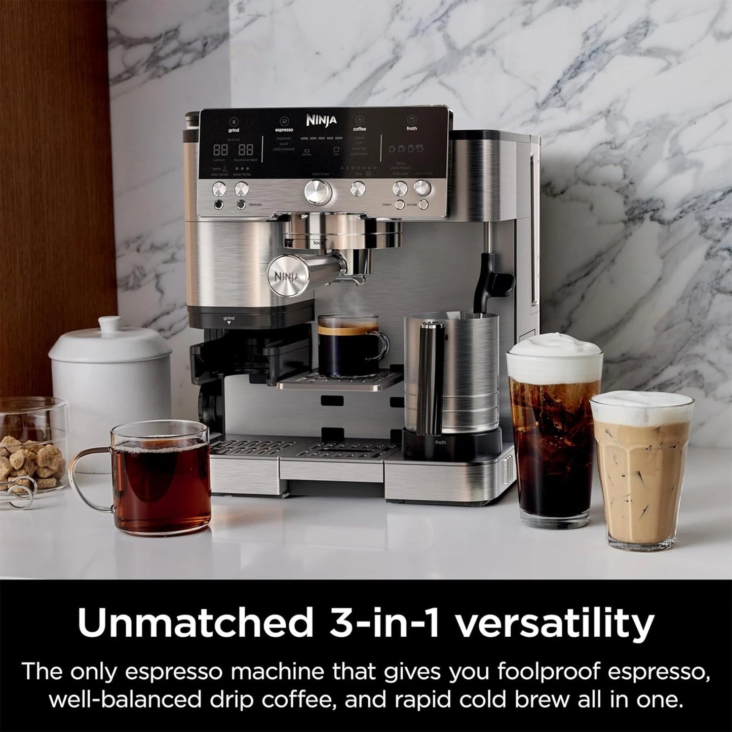 Ninja Luxe Café Premier Series Coffee Espresso Machine, Certified Refurbished